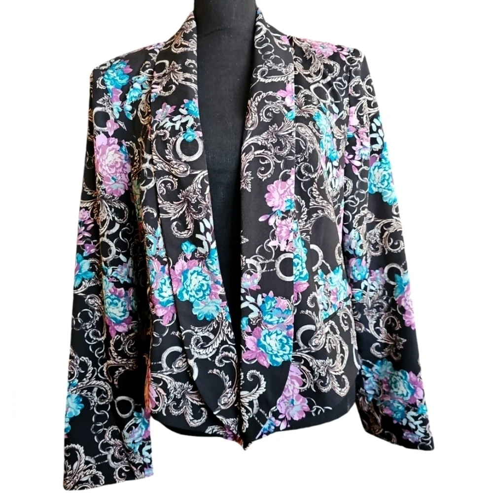 BISOU BISOU Blazer Women's Size XL Floral Blazer Jacket - Picture 1 of 4